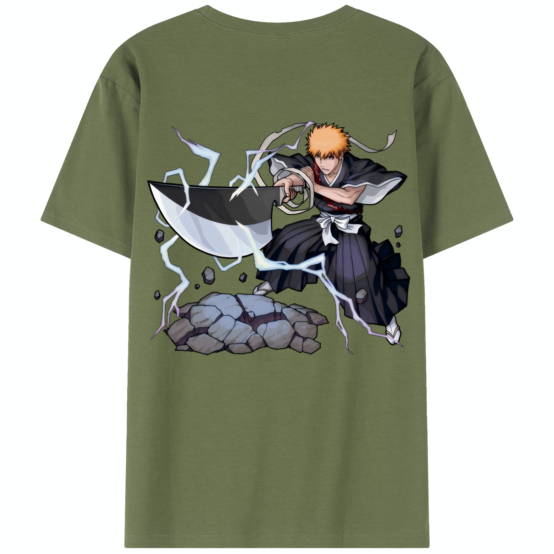 （画像用） ブリーチ 黒崎一護（くろさき いちご）BLEACH Kurosaki Ichigo 綿100％半袖Tシャツ（背面プリント）